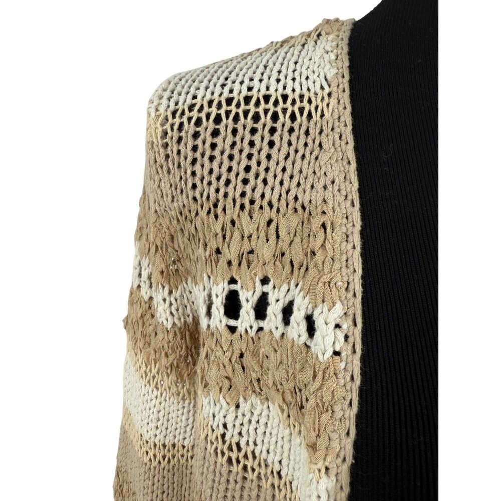 Vintage Y2K Victoria’s Secret Tan Coastal Grandmother Boho Crochet Knit Cardigan - Picture 3 of 16